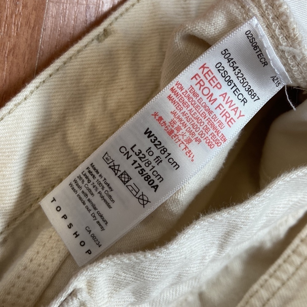 TopShop Off white Carpenter Pants size 32X32 - Picture 8 of 12